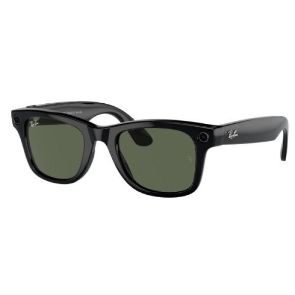 RAYBAN GLASSES SHINNY BLACK, L G15 GREEN